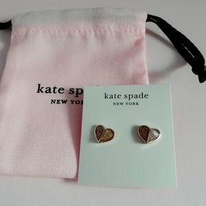 KATE SPADE Heritage Glitter Heart Stud Earrings